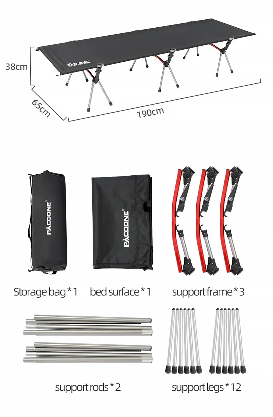 Beach Camp Portable Camping Cot Lightweight Collapsible Sleeping Bed Tourist Hiking Backpacking Folding Tent Bed Outdoor Single Bed