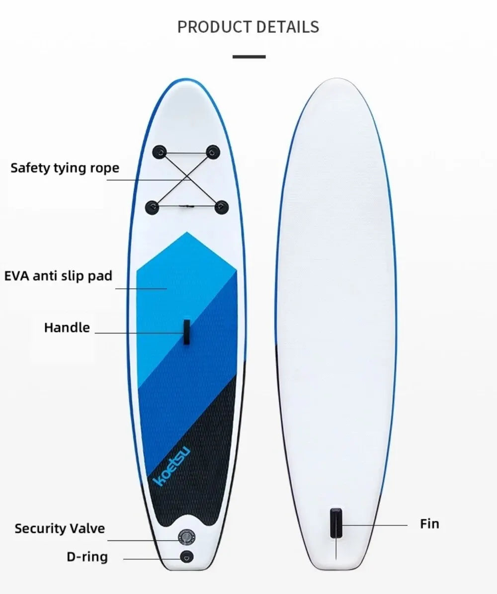 Beach Camp Inflatable Stand Up Paddle Board SUP Board Surfboard Kayak Water Sport Surf Set Paddleboard Fin Foot Rope Pump Inflator Canoe