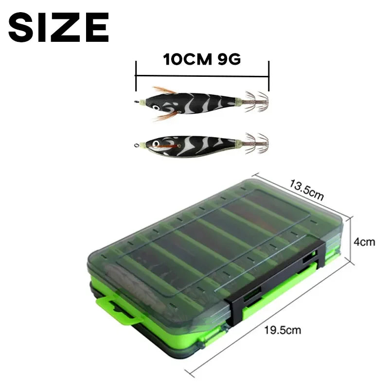 Fishing Lure 14PCS Fishing Wood Shrimp Luminous Squid Octopus Cuttlefish Bait 3D Eye Hard Bait Professional Fishing Tool