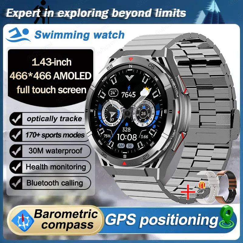 Beach Camp Swim Smartwatch Outdoor GPS Watch Sports Fitness Tracker Health Military Waterproof Watch BT5.3 Call Smart Watch for Android iOS