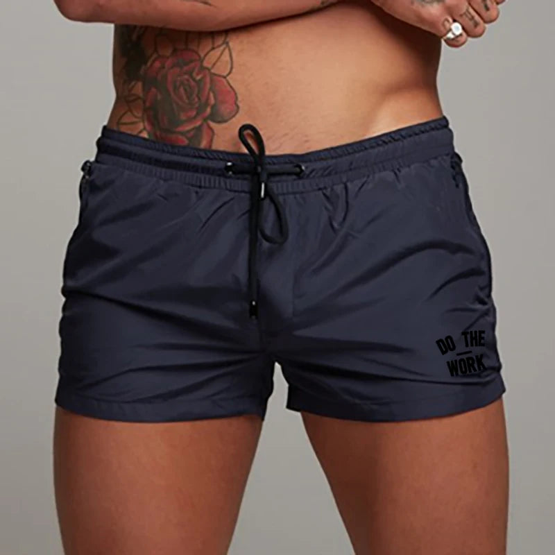 Beach Camp Men's Swimsuit Swim Shorts Summer Casual Beach Board Shorts   for Men Quick Dry Running Surf Fitness Gym Shorts Zipper Pocket