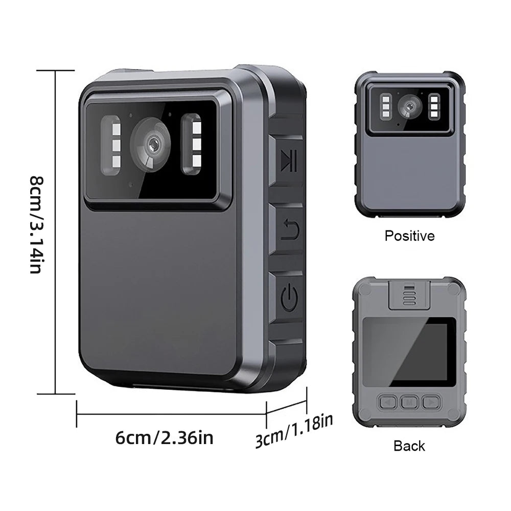 Beach Camp Mini Body Camera, Police Portable IP65 Waterproof Mounted Cam with 2"Screen, Body/Bike Clip, Wearable Cam, Law Enforcement Recorder