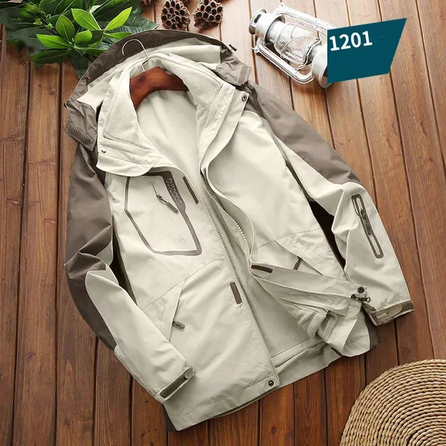 Beach Camp Sportwear Ski Camping Jacket Windbreak Waterproof Outdoor Coat Men Climbing Hiking Coats Winter 3 in 1 Fleece Lining Warm Jacket