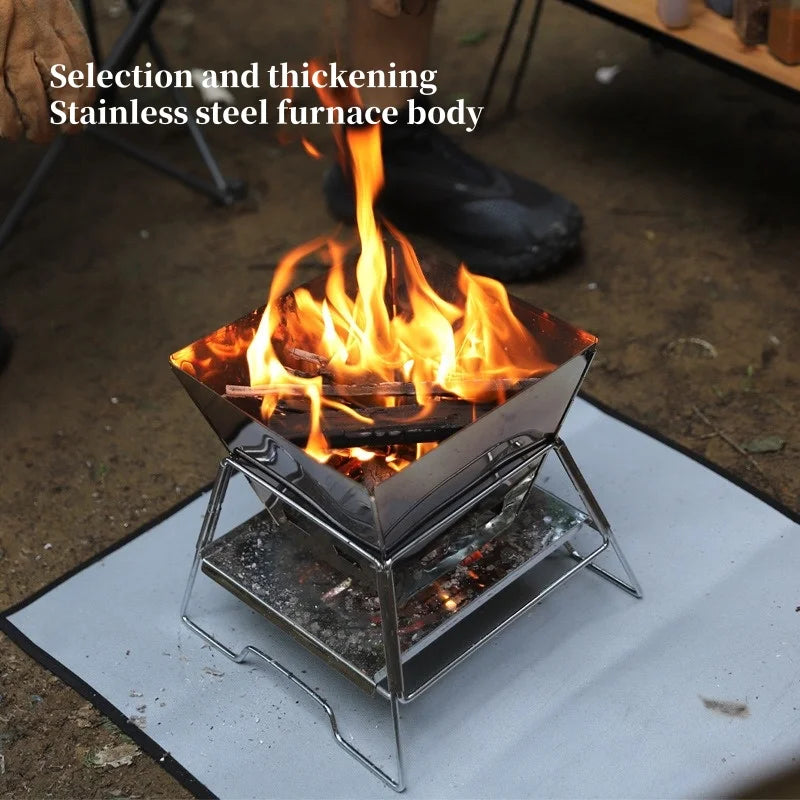 Beach Camp Camping Fire Table Charcoal Barbecue Grill Outdoor Picnic Bonfire Outdoor Portable Folding Barbecue Stove Fire Pit Camping Stove