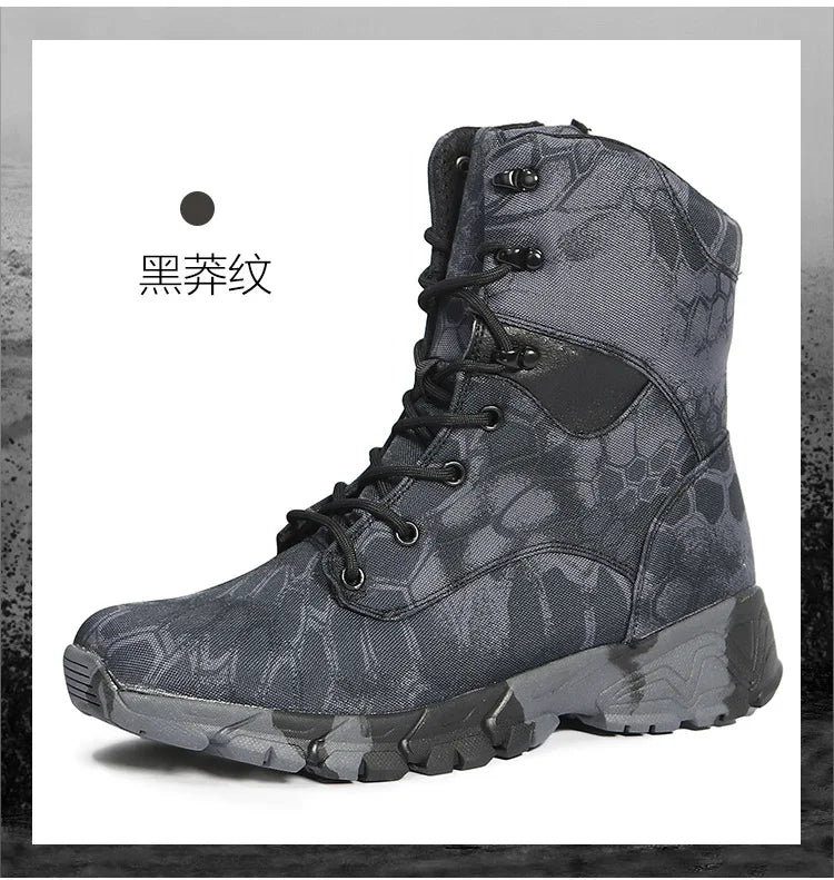 Outdoor Men's Boots High Top Python Camouflage Combat shoes Tactical Desert Boots Men Shoes Motorcycle Boot Woman