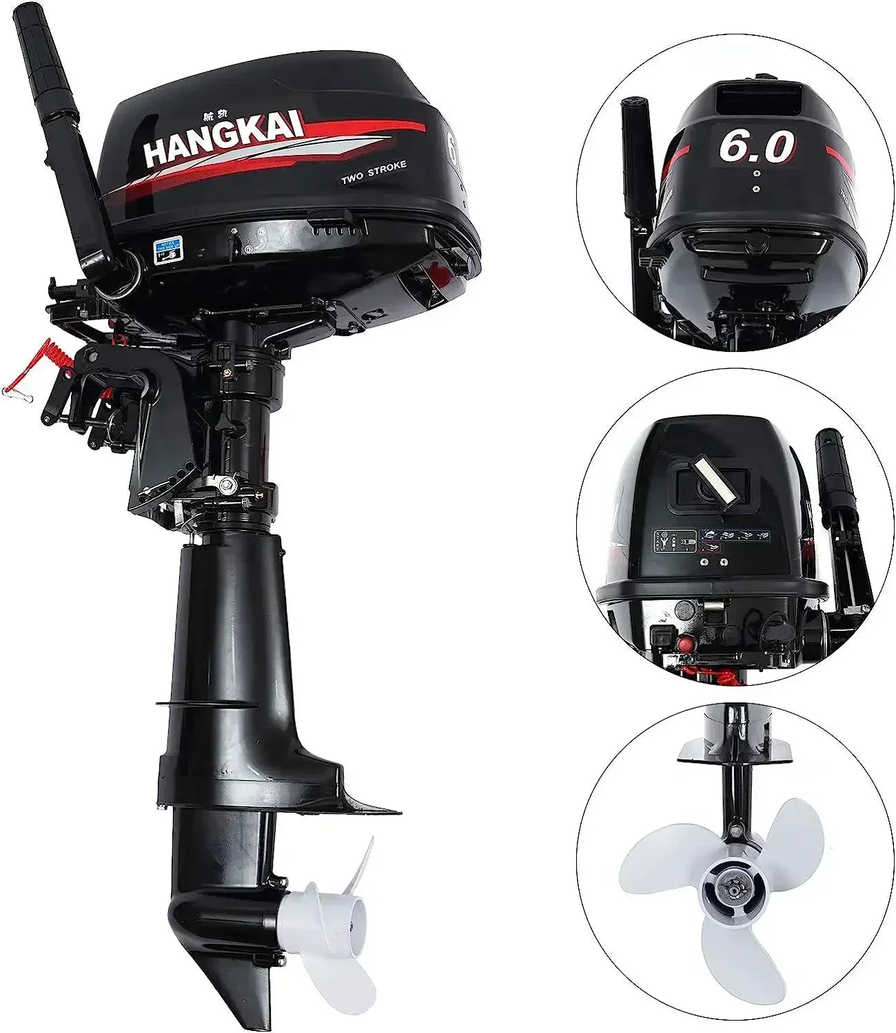 Beach Camp 18HP 2 Stroke Outboard Motor, Fishing Boat Engine Water Cooling 246CC Heavy Duty Boat Engine Marine Engine with CDI Ignition