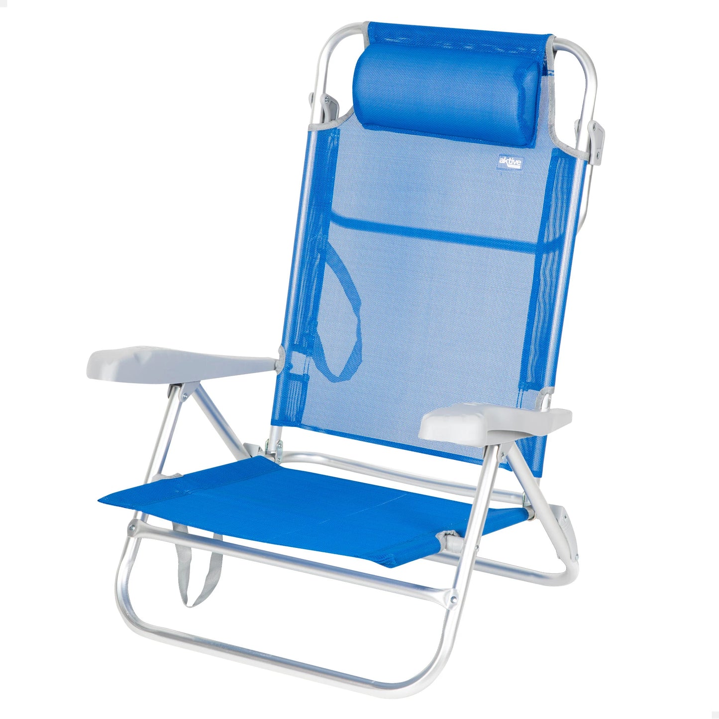 Folding beach chair, 47x49x82 cm, 8 positions, padded cushion, carrying handles, with armrest, max weight 110 kg, beach chairs, low beach chairs, reclining beach chair, multi-position Chair