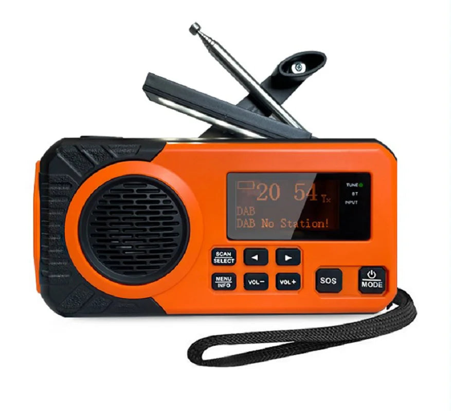 Beach Camp DAB+ Portable Hand Crank Radio Emergency Radio Solar Emergency Radio with BT FM SOS Alarm 5000 mAh  Power Bank and reading lamp