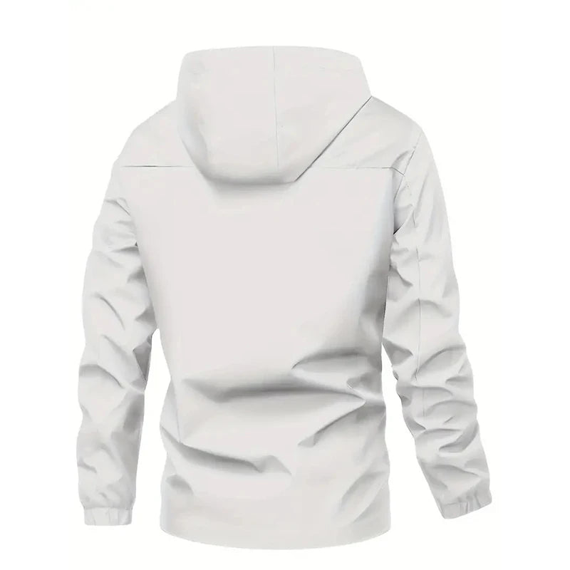 Beach Camp Outdoor Men's Jacket Windbreaker Coats Brand Printed Detachable Cap Zipper Pocket Camping Clothing