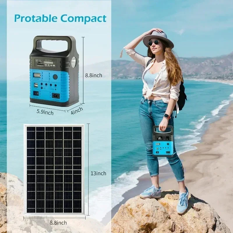 Beach Camp Portable Power Station  7500mAh Solar Mini Generator for Outdoor Camping Emergency Fishing Travel Party Trip with USB DC Outlet