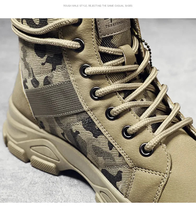 Beach Camp Camouflage Boots for Men Autumn Winter Platform Desert Boots Outdoor High-top Shoes Men Ankle Boots Buty Robocze Meskie