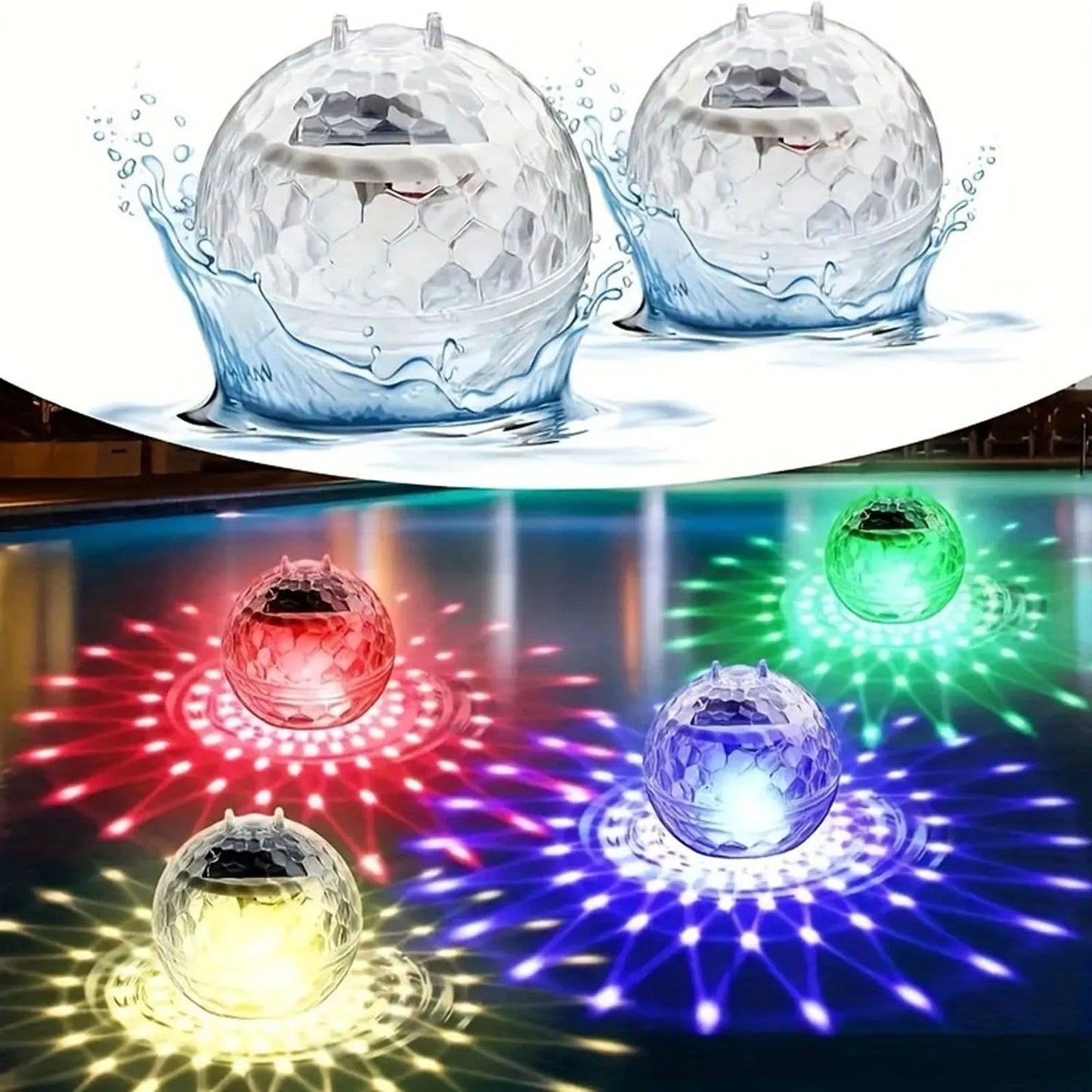 Beach Camp Floating Pool Lights, Floating Solar Pool Lights with RGB Color Changing Waterproof Pool Lights That Float for Swimming Pool