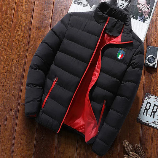 Beach Camp Winter coat men's fashion stand collar men's coat outdoor camping men's solid thickened jacket coat men's Parka