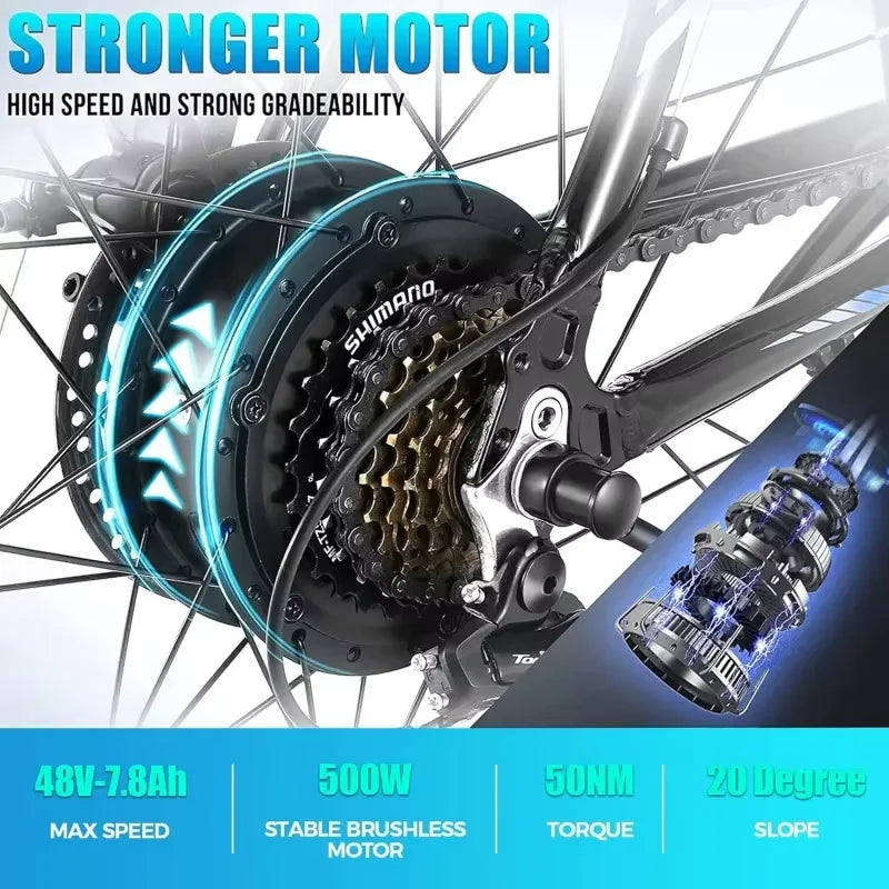 Beach Camp Electric Mountain Bike,[Peak 750W Motor] Mountain Bike,26" Sunshine Commuter Ebike,55 Miles 22MPH Electric