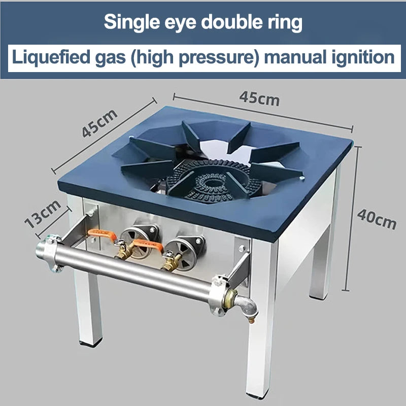 Energy-Saving Gas Stove Short Footed Stove Hand Ignition Commercial Household Single Gas Stove Dual Ring LPG/Natural Gas