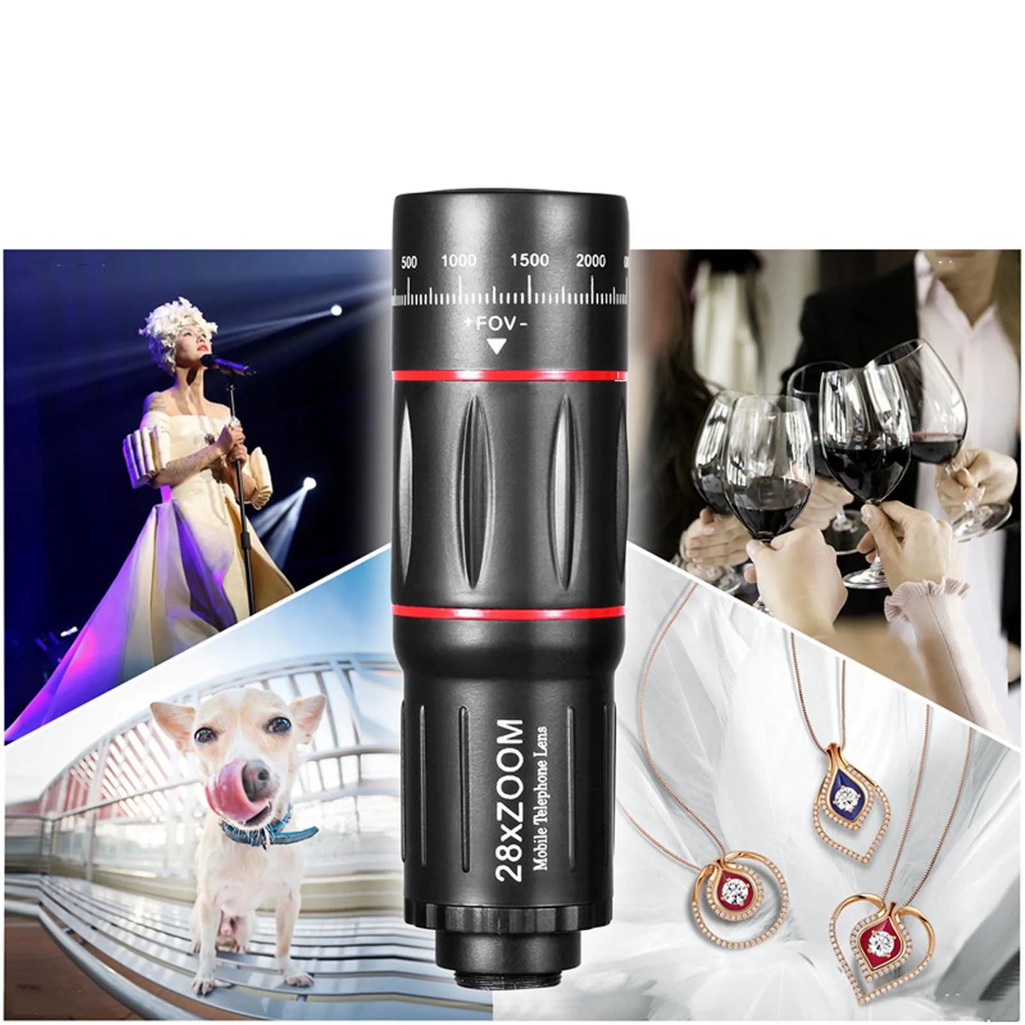 Beach Camp Phone Camera Lens Wide Angle 0.6X Phone Camera Lens Professional Fisheye 198° 28X Telephoto with Tripod for Accessory