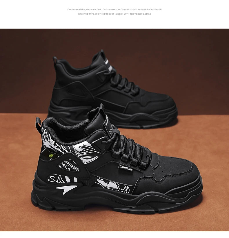 New Outdoor Boots Men's High Top British Style Cargo Short Boot Help Men's Outdoor Leisure Mountaineering Boots