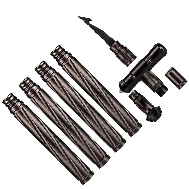 Beach Camp Folding Tactical Self-Defense Stick, Walking Hiking Stick, Trekking Poles, Outdoor Hiking