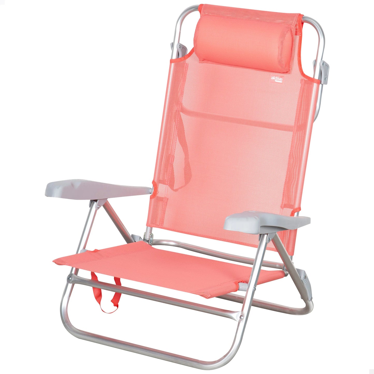 Folding beach chair, 47x49x82 cm, 8 positions, padded cushion, carrying handles, with armrest, max weight 110 kg, beach chairs, low beach chairs, reclining beach chair, multi-position Chair