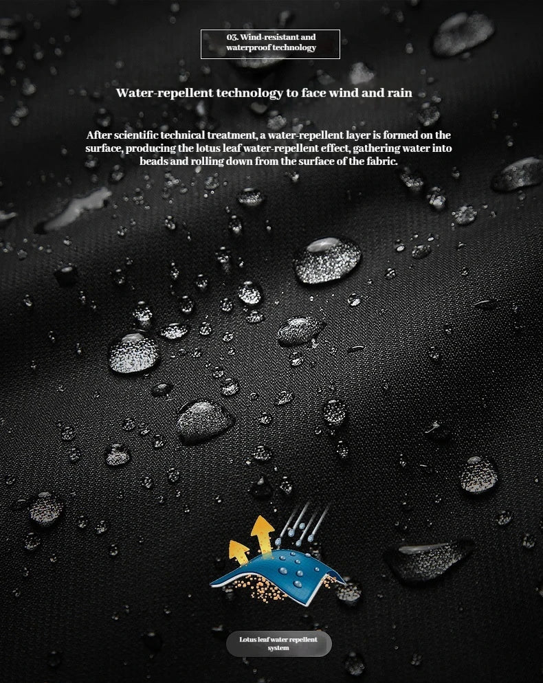 Beach Camp Winter New Waterproof Coat for Men, Winter with Added Velvet and Thick Warm Top, Men's Casual Loose Ski Jacket Jacket