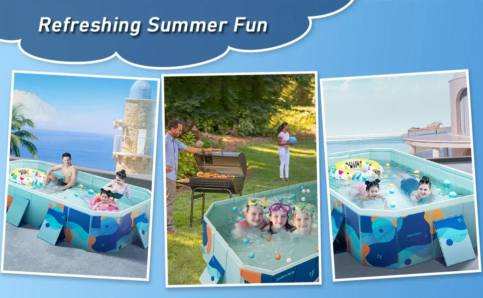 Beach Camp Foldable Pool, Non-Inflatable Kids' and Adults' Outdoor Swimming Pool, Hard Plastic Shell Portable Pool, Kid PoolFoldable Pool,