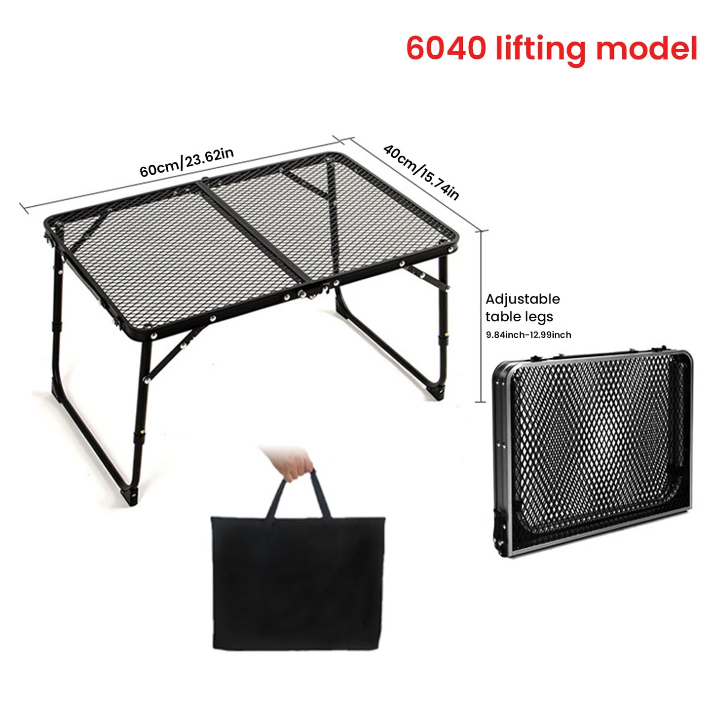 Beach Camp Camping Table Iron Mesh Folding Table Portable Outdoor Camping With Lifting Shelf Aluminium Alloy Dining Table