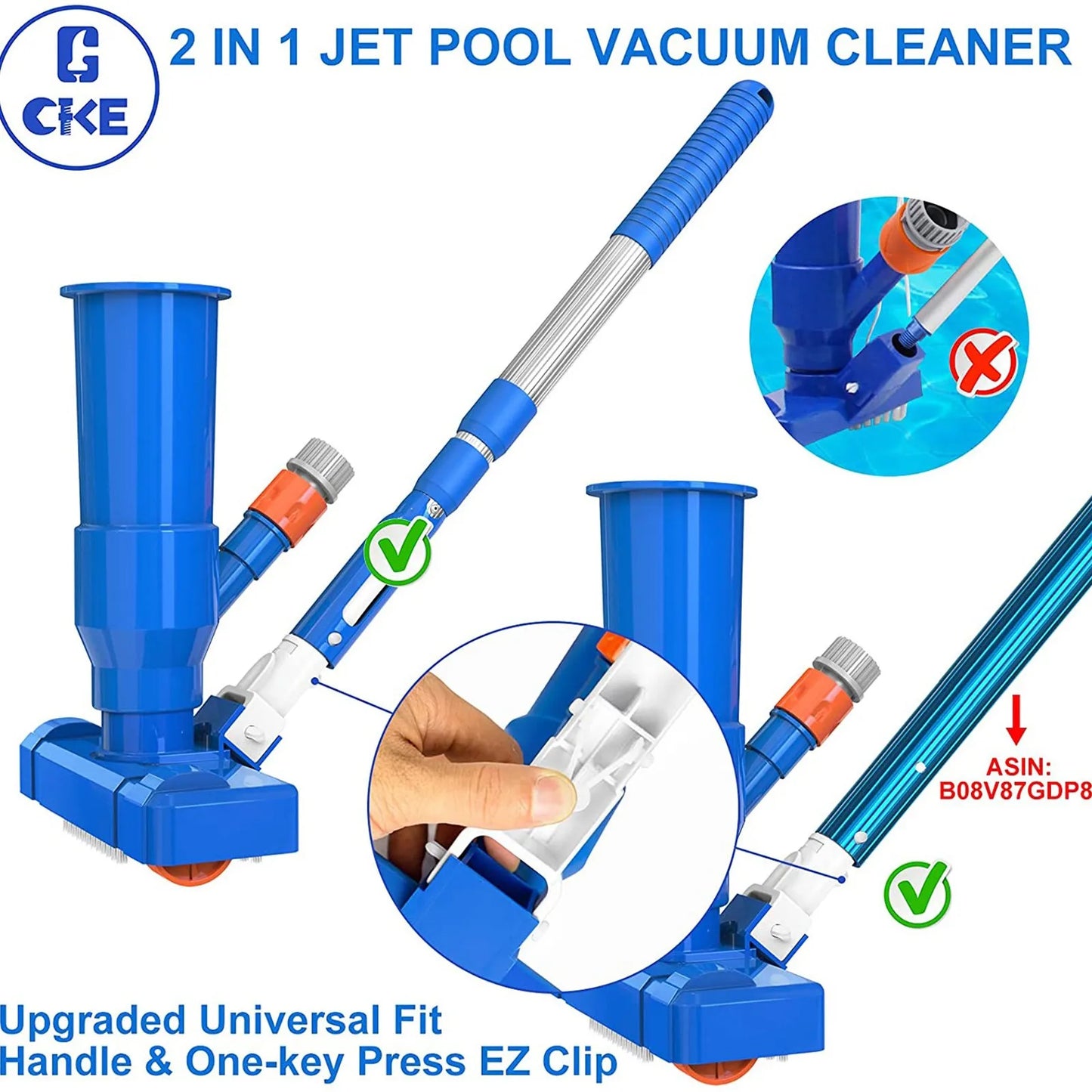 Beach Camp Brush Portable Pool Vacuum Handheld Vacuum Telescopic Pole Pool Vacuum Cleaner Useful Durable Swimming Pool Jet Cleaner Ponds
