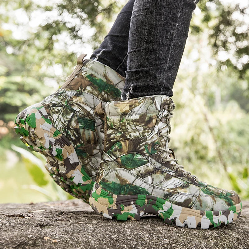 Beach Camp Outdoor Training Men Tactical Boots High-Top Desert Shoes Camouflage Combat  Hiking Boots Camoufcage Military Boots