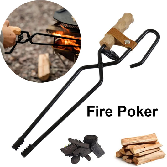 Beach Camp Fire Poker Camping Firewood Tongs Winter Fireplace Poker Camping Roasting Sticks Fire Pit Poker Picnic Portable Camping Supplies