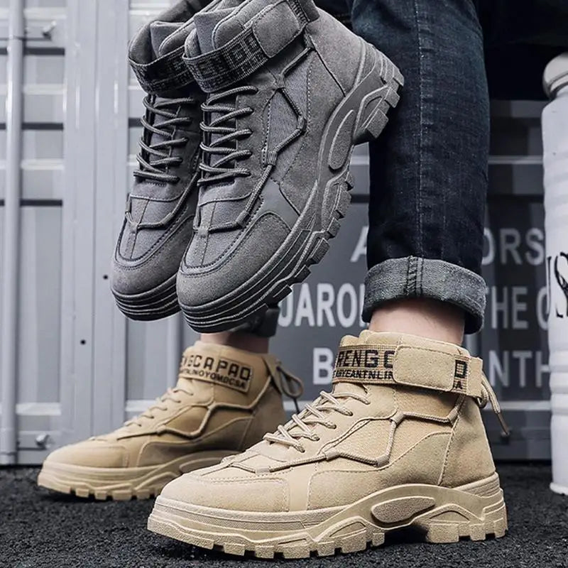 Men's High Top Hiking Boots Non-Slip Outdoor Trekking Tactical Military Boots Ankle Protctor Camping Climbing Biking Work Shoes