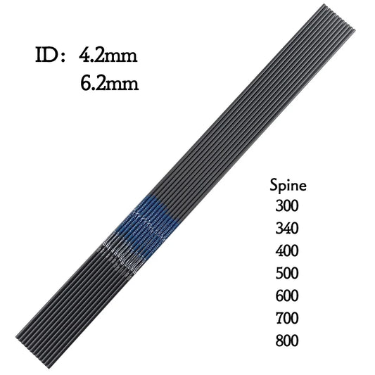 Archery Pure Carbon Arrow Shafts ID4.2mm/6.2mm Spine400-1000 Recurve Bow Hunting Shooting Accessories