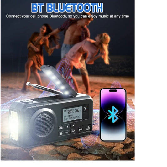 Beach Camp DAB+ Portable Hand Crank Radio Emergency Radio Solar Emergency Radio with BT FM SOS Alarm 5000 mAh  Power Bank and reading lamp