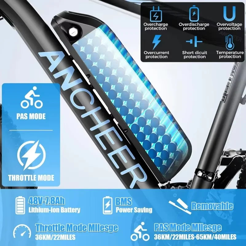 Beach Camp Electric Mountain Bike,[Peak 750W Motor] Mountain Bike,26" Sunshine Commuter Ebike,55 Miles 22MPH Electric