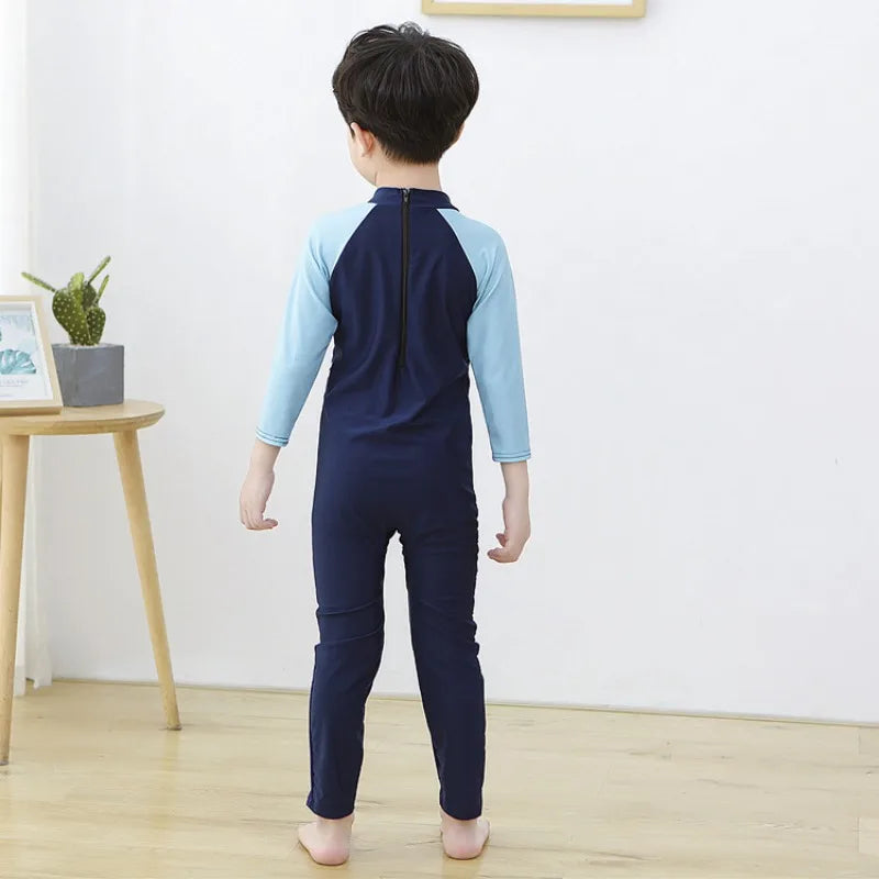 Beach Camp Children's Swimsuit Bathing Suits for Boys and Girls One-piece Swimsuit Cartoon Long Sleeved Beachwear Jumpsuit Surfing Suit