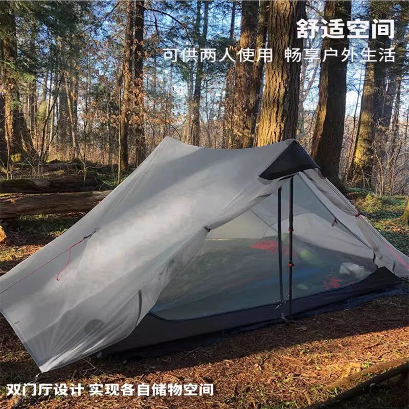 Beach Camp New Version 2 Person Outdoor Ultralight Camping Tent 3 Season Professional 15D  Rodless Tent