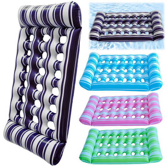 Beach Camp Inflatable Floating Bed PVC Inflatable Water Sleeping Bed Foldable Floating Lounger Air Mattress for Swimming Pool Party