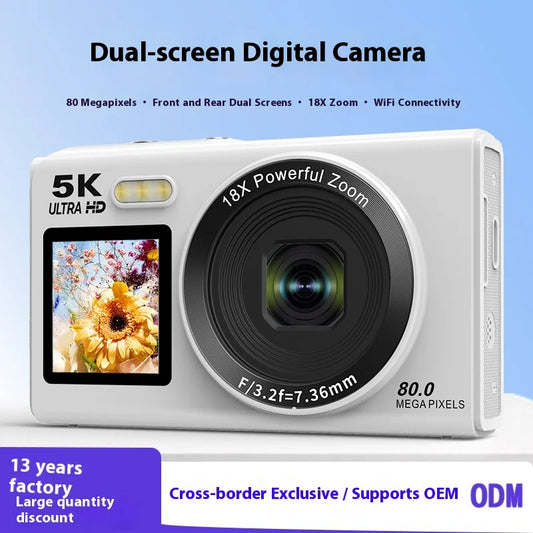 Beach Camp High-Definition Digital Camera 80 Mega Pixel Dual Screen Selfie Professional Photography Student Easy Carry Camera
