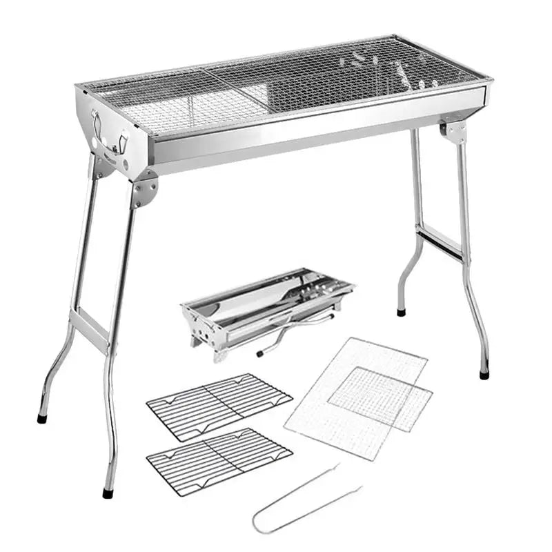 Camping Charcoal Grill Folding Barbecue stove Portable Stainless Steel Large BBQ Grill Picnic Cookware Furnace camping accessory