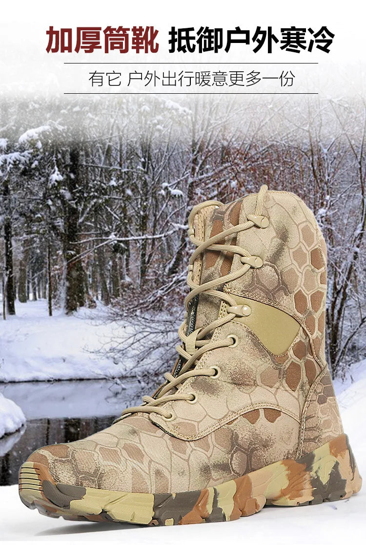 Outdoor Men's Boots High Top Python Camouflage Combat shoes Tactical Desert Boots Men Shoes Motorcycle Boot Woman