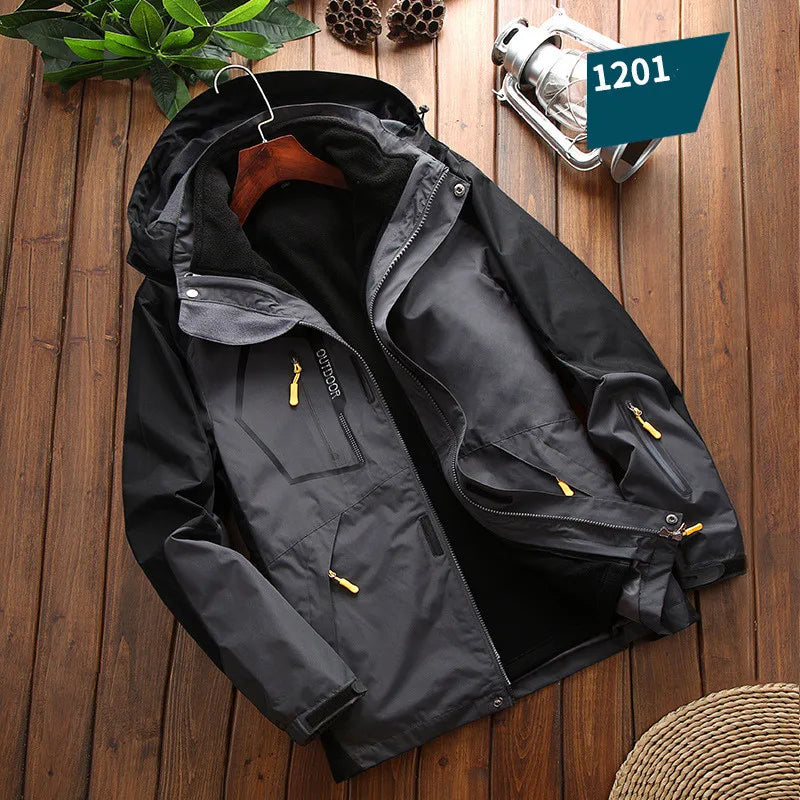 Beach Camp Sportwear Ski Camping Jacket Windbreak Waterproof Outdoor Coat Men Climbing Hiking Coats Winter 3 in 1 Fleece Lining Warm Jacket