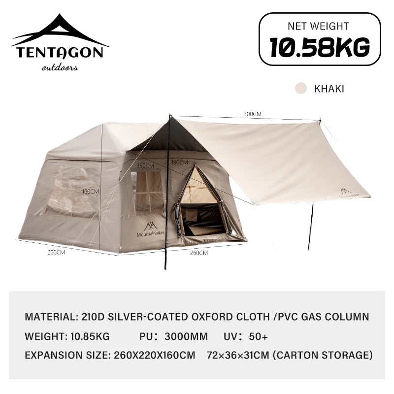 Beach Camp Outdoor Camping 3-4 Person Portable Waterproof Family Awning Beach Tent Quick Opening Fishing Tent Picnic Park Anti-UV Shade