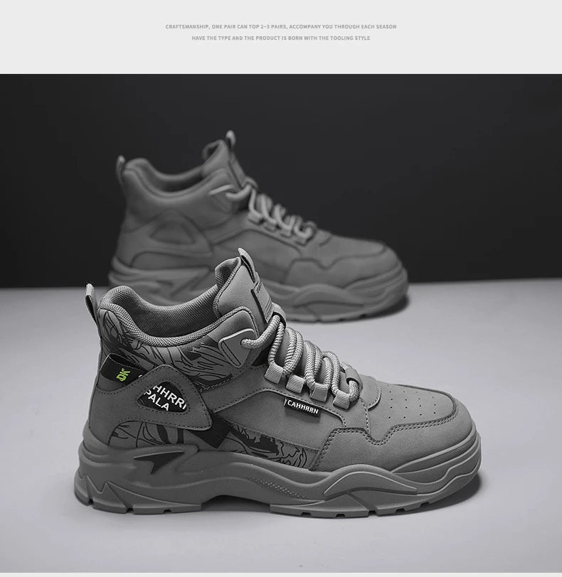 New Outdoor Boots Men's High Top British Style Cargo Short Boot Help Men's Outdoor Leisure Mountaineering Boots