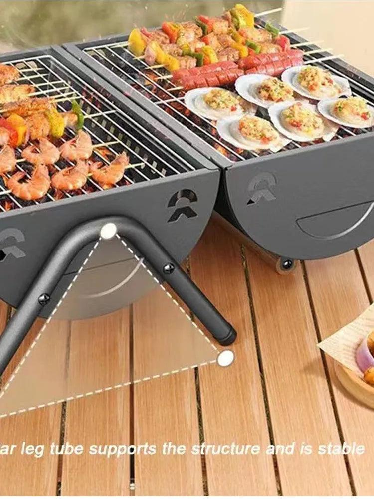 Portable Charcoal Grill Tabletop Outdoor Barbecue Smoker Small BBQ Grill for Outdoor Cooking Backyard Camping Picnics Beach