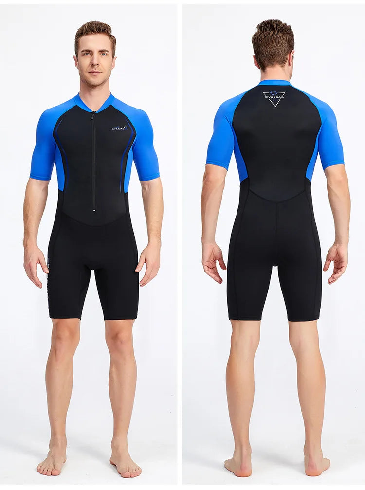 Beach Camp Men Women New Couple Diving Suit One-piece Sunscreen Swimsuit Short-sleeved Shorts 1.5mm Snorkeling Surfing Warm Shorty Wetsuit