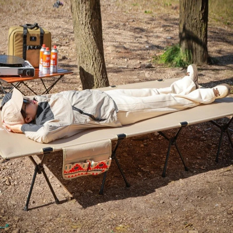 Beach Camp Cot Camping  Bed Aluminum Alloy Folding Bed Ultra-Light Lightweight Outdoor Camping Tent Self-Driving Lunch Break 4 Rods