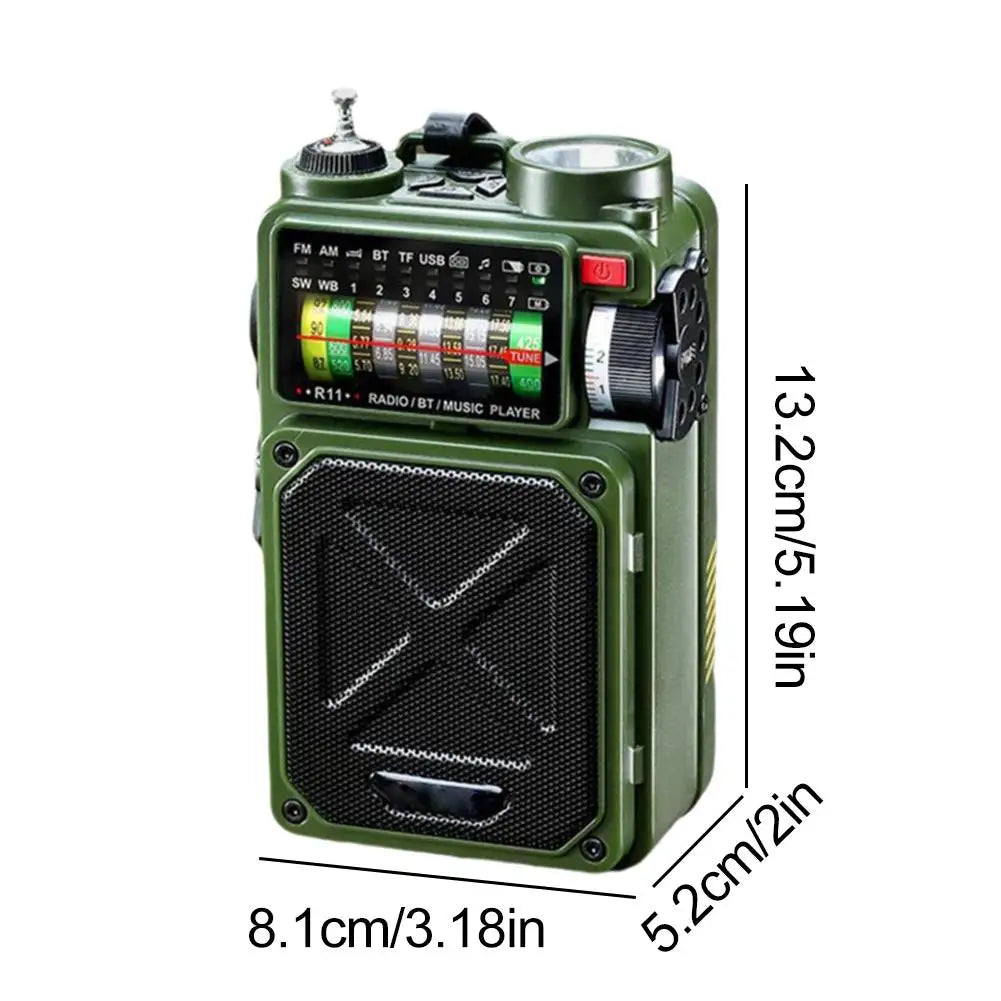 Beach Camp Hand Crank Solar Emergency Radio - Multi Band, Bluetooth, Outdoor Camping, Earthquake Preparedness