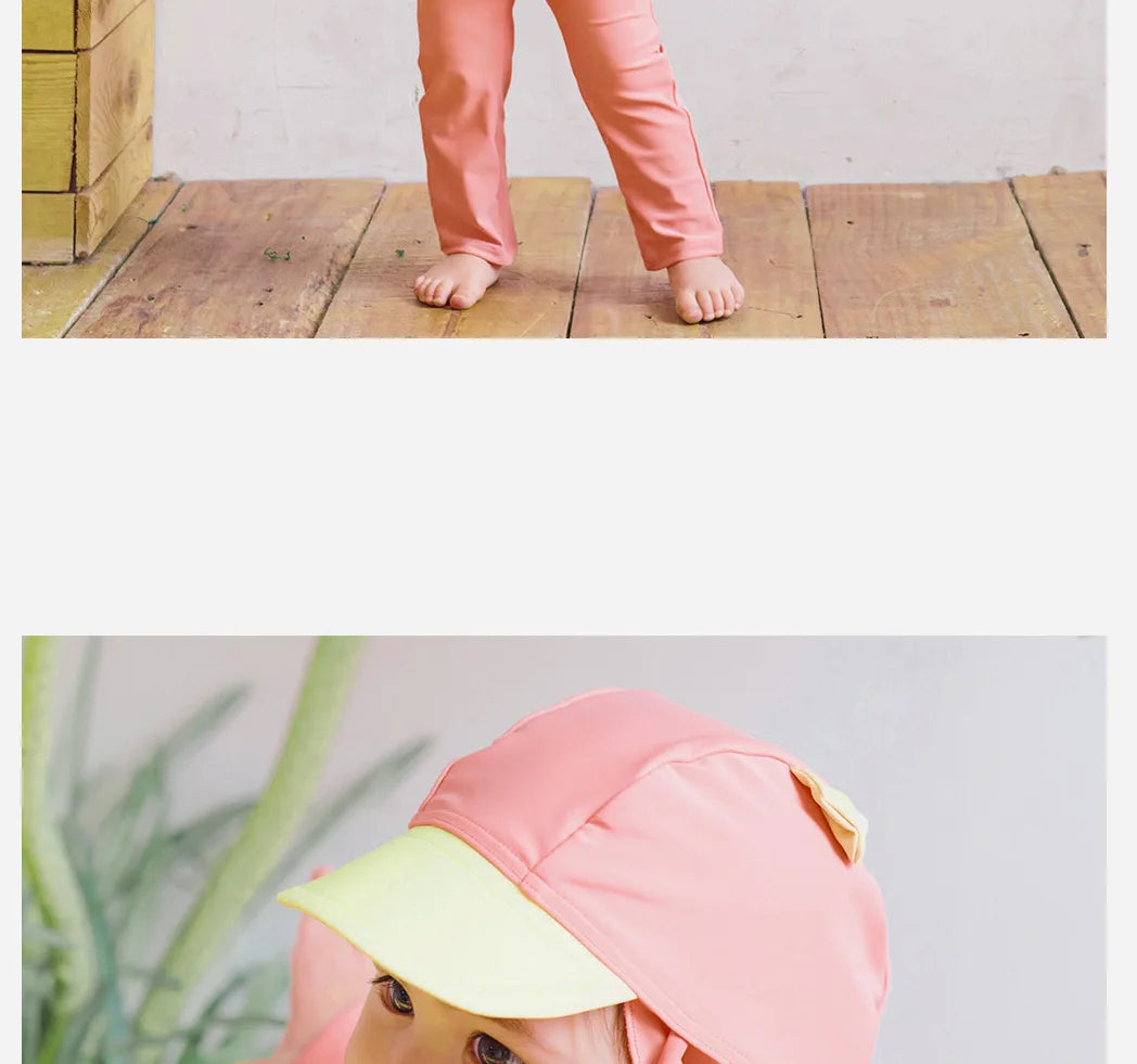 Beach Camp Baby Swimwear One-piece Bathing Suit Boys Girls Swimsuit Long Sleeves and Pants Sun Protection Surf Suit with Sun Hat