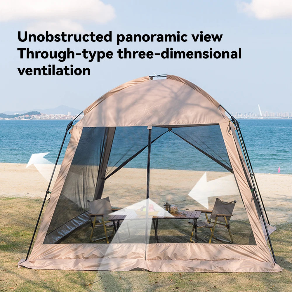 Beach Camp Large Camping Tent 4-8 Person, Waterproof Windproof Sun Shelter, Instant Setup 210D Oxford Fabric for Beach Picnic Summer