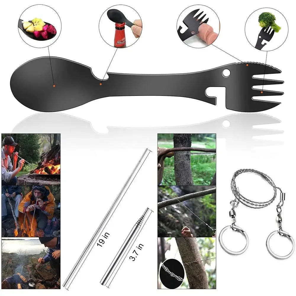 Outdoor Survival Kit: Multifunctional Camping & Hiking Essentials - First Aid Kit Emergency Tactical Gear Set  ﻿