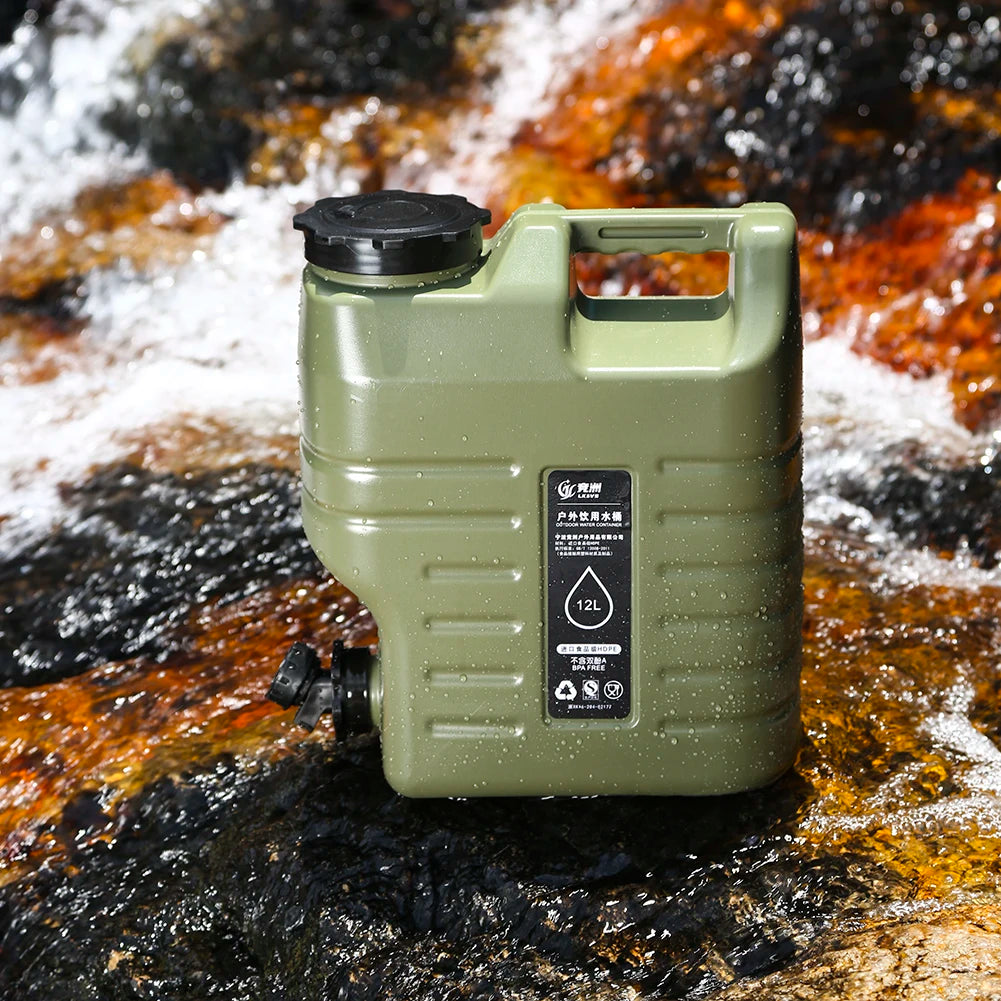 Beach Camp 3.2 Gallon/12L Camping Water Container Portable BPA Free Water Bucket Food-Grade PE for Outdoor Camping/Hiking Emergency Storage